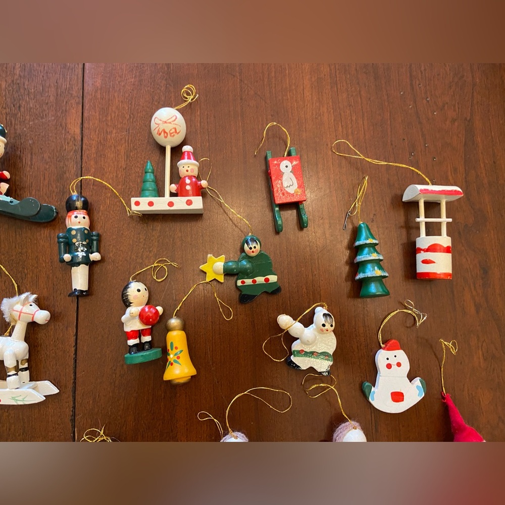 Vintage Tiny Wood Christmas Ornaments Bundle - Picture 2 of 6